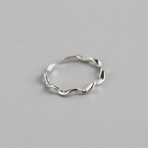 S925 Sterling Silver Mobius Wave Twisted Ring For Women Minimalist Adjustable Open Ring Fashion Simple Finger Ring Gift