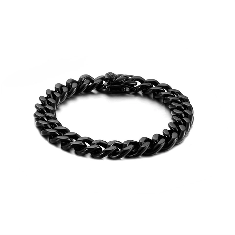 Pulsera De Eslabones Cubanos Para Hombre Acero Inoxidable Pulido Cadena Hip Hop Con Cierre De Diamantes