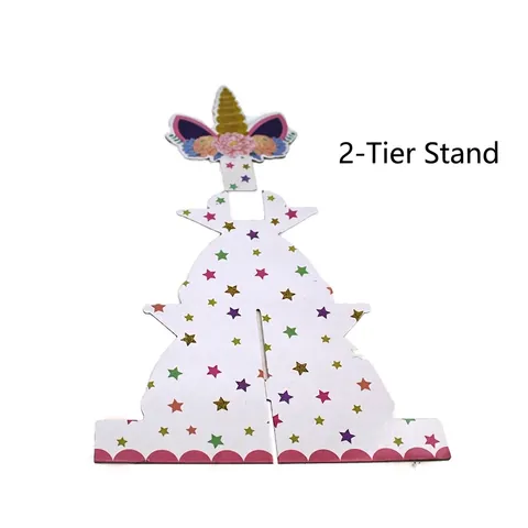 3 Tier Cardboard Cake Stand Unicorn Theme Gold Glitter Dessert Display Holder For Birthday Party Baby Shower Decor