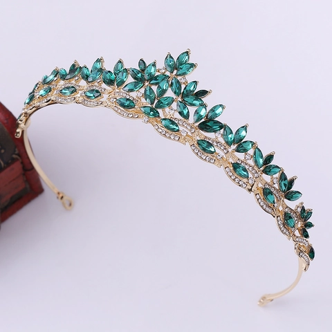 Elegant Leaf Shape Bridal Crown Alloy Crystal Rhinestone Tiara For Wedding Party Pageant Accessories For Women