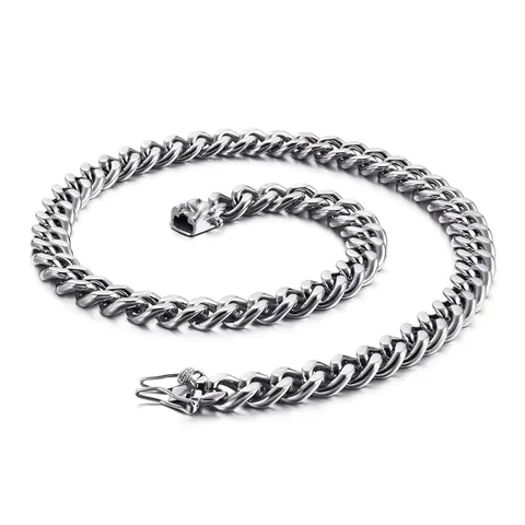Collar De Cadena Cubana Para Hombre Chapado En Oro De 18K Acero Inoxidable Hip Hop Streetwear Joyería Cierre Strass