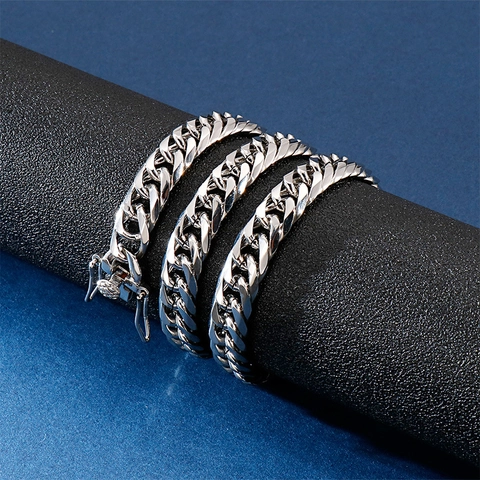 Collana E Bracciale A Catena Cuban Link In Acciaio Inossidabile Per Uomo Gioielli Hip Hop Punk Argento