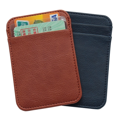 Slim PU Leather Card Holder Ultra Thin Multi Slot Vertical Business ID Credit Card Sleeve Pocket Minimalist