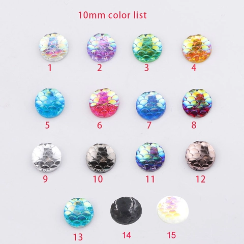 Runde Flatback Cabochons Harz Fischschuppen Meerjungfrau Muster Irisierend DIY Schmuckherstellung Handwerk Charms Zubehör Dekoration