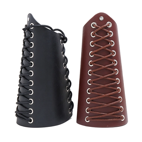 Bracciali In Pelle Punk Con Occhielli In Metallo E Cordino Cerato Allacciati Regolabili Medievale Gotico Retrò Uomini Donne