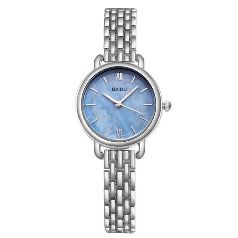 Orologio Al Quarzo Da Donna Moda Elegante Oro Rosa Lega Maglia Cinturino Tonda Marmo Trama Quadrante Numeri Romani Orologio Polso
