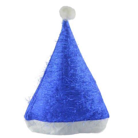 Gorro De Papá Noel Tela Metálica Cepillada Adorno De Felpa Pompón Blanco Decoración De Fiesta Para Adultos Niños
