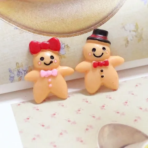 Accessori In Resina Omino Di Pan Zenzero Retro Piatto Carino Stile Cartone Animato Natale Decorazione DIY Cover Telefono Molletta