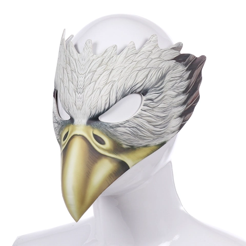 Realistische Adler Tiermaske Halloween Party PU-Leder EVA Federtextur Weißer Vogel Kopfmaske Für Erwachsene Cosplay Kostüm