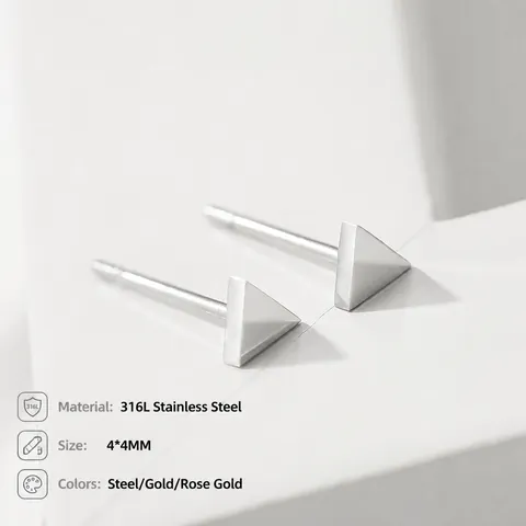 Minimalist 316L Stainless Steel Triangle Stud Earrings PVD Gold Plated Geometric Small Fashion Daily Jewelry For Women