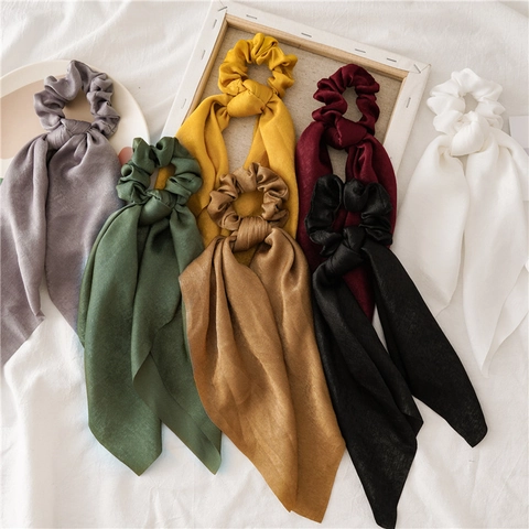 Satin Haargummi Mit Langem Band Haarbänder Elastischer Pferdeschwanz Halter Eleganter Haarschmuck Für Frauen Mädchen