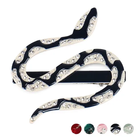 Snake Shaped Hair Clip Acetate Rhinestone Barrette Unique Animal Design Hairpin Fashion Headwear Women Styling Accessory