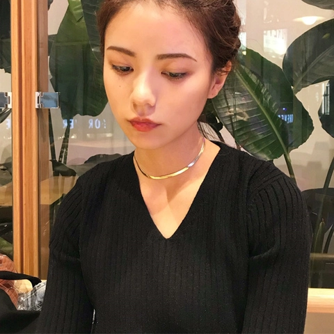 Collana A Catena Di Serpente Piatta Placcata Oro Acciaio Al Titanio Choker Minimalista Herringbone Per Donna Gioielli Eleganti