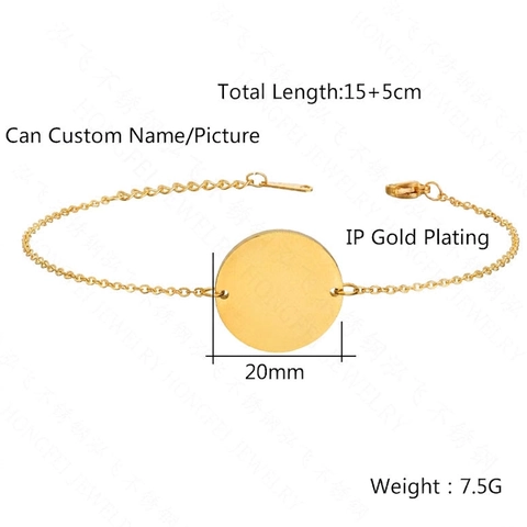 Round Plate Disc Bracelet High Polished Stainless Steel Minimalist Geometric Fashion Jewelry For Women