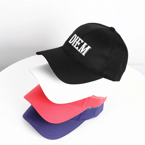 Cotton Baseball Cap Solid Color DIEM Letter Embroidery Curved Brim Adjustable Strapback Sun Hat For Men And Women