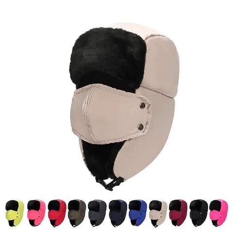 Cappello Da Trapper Invernale Antivento Impermeabile Foderato In Ecopelliccia Con Maschera Rimovibile Paraorecchie Caldo Outdoor Unisex