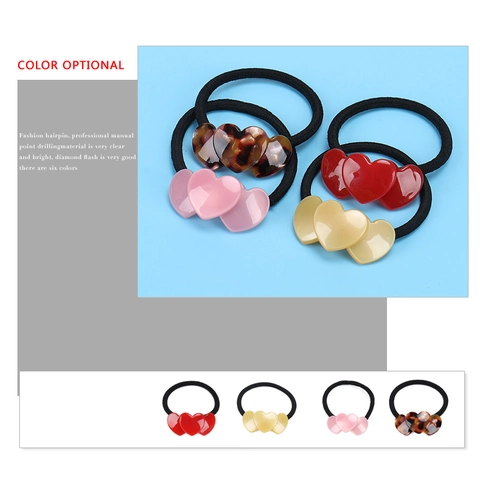 Heart Shaped Acetate Hair Ties High Elastic Ponytail Holder Sweet Style Hair Accessories For Women Girls