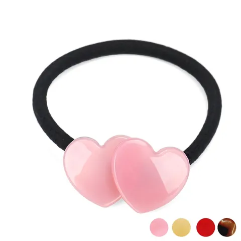 Acetat Doppelherz Haargummis Elastische Haarbänder Candy Color Süßes Handgefertigtes Haar Accessoire Für Frauen