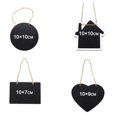 Mini Chalkboard Hanging Tags Wooden Message Boards With Hemp Rope For Wedding Party Home Decor Signage