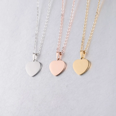 Heart Pendant Necklace 304 Stainless Steel Mirror Polished Minimalist Fashion Jewelry For Women Men