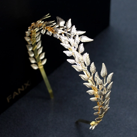 Serre-tête Mariée Doré Argenté Forme Feuille Style Déesse Grecque Alliage Accessoires Mariage Fête