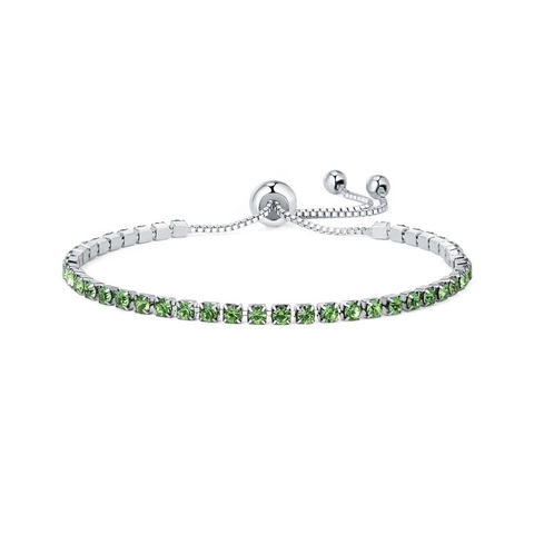 Bracelet de Tennis Ajustable en Cuivre avec Strass pour Femmes Hommes Simple Rangée Pierre Ronde Bijoux de Mode Cadeau