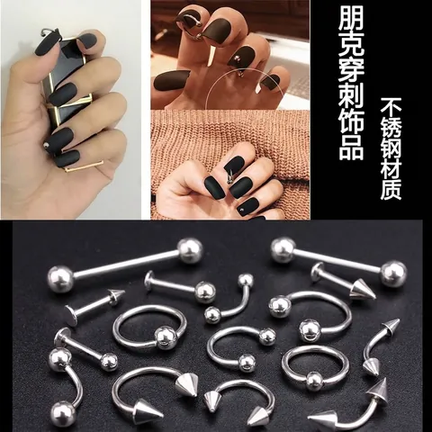 Bijoux De Piercing Pour Ongles En Acier Inoxydable Anneaux Et Clous Style Punk Décoration Métallique Cool Pour Manucure DIY