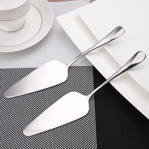 Pelle À Gâteau En Acier Inoxydable Serveur De Pizza Bord Dentelé Triangulaire Poli Miroir Outil De Pâtisserie