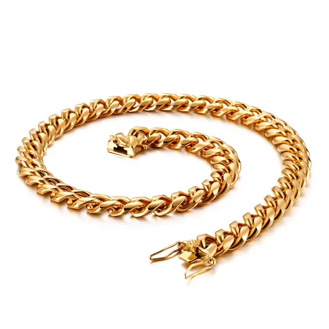 Collana A Catena Cubana Hip Hop Acciaio Inossidabile Gioielli Streetwear Per Uomo Con Chiusura Decorativa In Strass