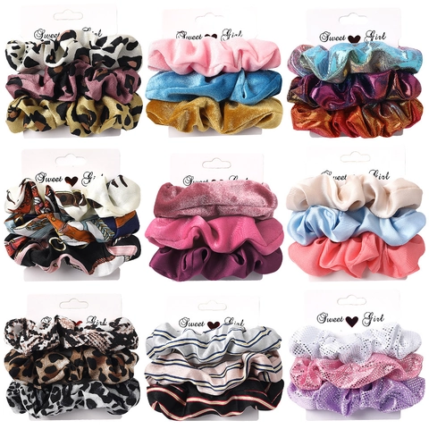 Elastic Hair Scrunchies Handmade Multi-Color Satin Velvet Fabric Hair Ties For Women Girls Daily Fashion Hair Accessories