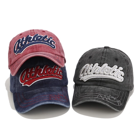 Casquette De Baseball En Coton Lavé Vintage Broderie Athletic Rétro Ajustable Chapeau De Soleil Unisexe