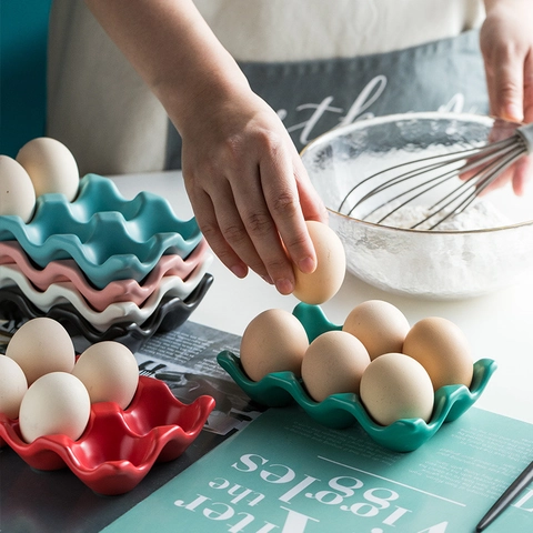 Portauova In Ceramica Vassoio Design A Onde Organizzatore Per Cucina Frigorifero Piano Di Lavoro Stile Nordico Moderno