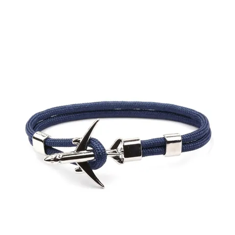 Airplane Clasp Braided Rope Bracelet Nautical Anchor Motif Jewelry For Men Women Outdoor Travel Trendy Accessory Alloy