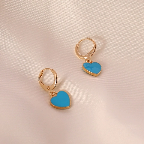 Kleurrijke Emaille Hart Ring Oorbellen Legering Koper Mode Zoete Sieraden Accessoire Voor Vrouwen Meisjes
