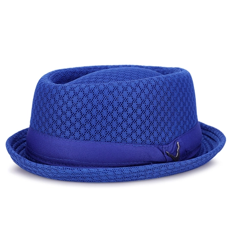 Cappello Fedora Unisex Vintage in Rete Traspirante Con Fibbia in Metallo Leggero Cappello Pork Pie Traforato per Protezione Solare