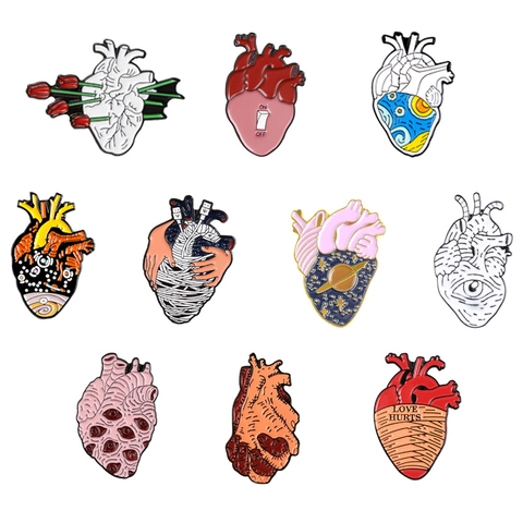 Spilla Smaltata Cuore Anatomico Lega Creativa Artistica Cielo Stellato Interruttore Decorazione Zaino Giacca Gioielli