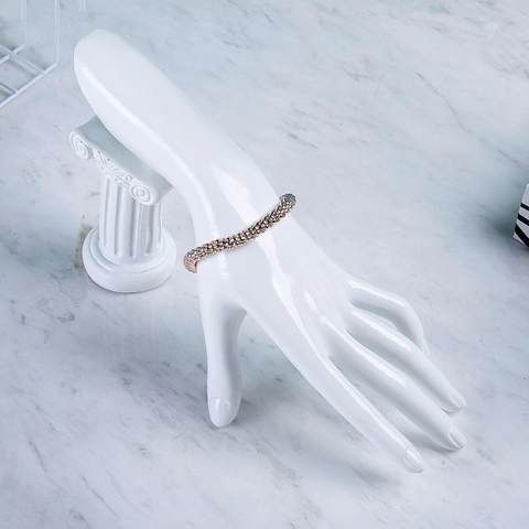Jewelry Display Stand Hand Model Resin Ring Holder Necklace Bracelet Organizer Desktop Mannequin Hand With Roman Pillar Base