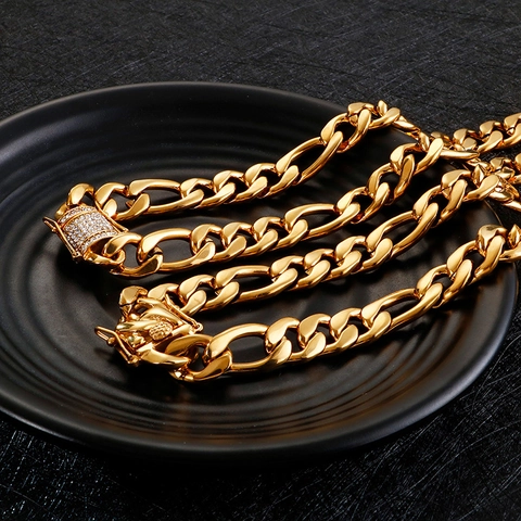 Collar De Cadena De Eslabones De Acero Inoxidable Hip Hop Punk Cadena Plana Joyería De Moda Para Hombres Mujeres
