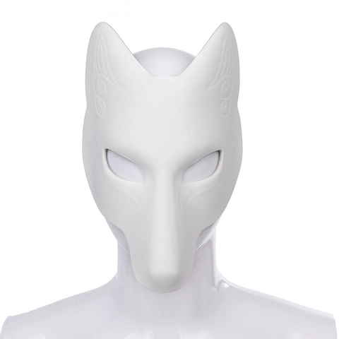 Kitsune Vos Masker PU Leer Handgeschilderd Japanse Stijl Cosplay Halloween Feest Maskerade Halfgezicht Anime Accessoire