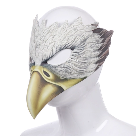 Realistische Adlermaske PU-Leder EVA Feder Muster Halloween Cosplay Party Requisite Vogel Kostüm Unisex Halbgesichtsmaske