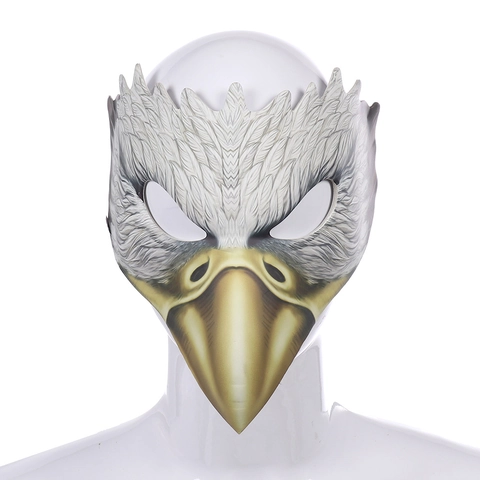 Realistische Adler Tiermaske Halloween Party PU-Leder EVA Federtextur Weißer Vogel Kopfmaske Für Erwachsene Cosplay Kostüm