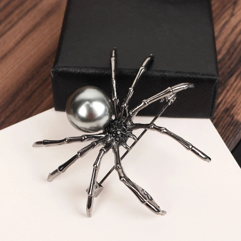 Spilla A Ragno Lega Perla Artificial Strass Gotico Vintage Insetto Halloween Gioielli Spilla Accessorio Per Uomo Donna