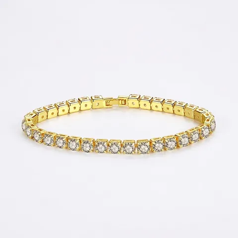 Klassisches Kupfer Zirkonia Tennis Armband Elegantes Glänzendes Rundschliff Stein Handgelenkband Für Damen Luxus Mode Schmuck Geschenk
