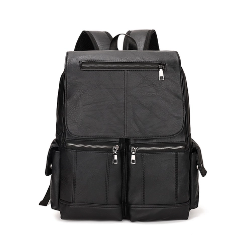 Mochila De Cuero PU Vintage Para Hombre Gran Capacidad Impermeable Moda Bolso Escolar Casual Para Portátil Viaje