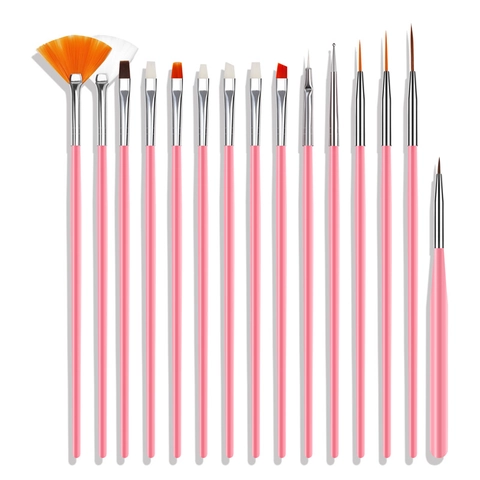 Nail Art Brushes For Painting Drawing Dotting And Liner Design With Plastic Handle Synthetic Bristles Manicure Tools