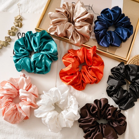Oversized Satijn Satijn Haar Scrunchies Elastische Paardenstaart Houder Elegante Franse Stijl Mode Haaraccessoires Voor Vrouwen
