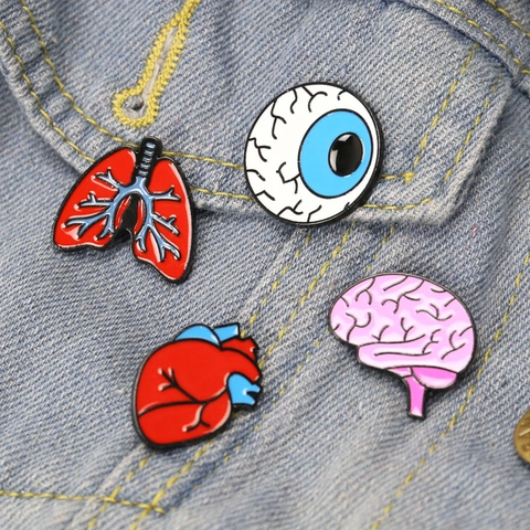 Anatomie Orgaan Emaille Pin Broche Legering Hersenen Hart Long Oog Medische Wetenschap Cadeau Nieuwigheid Sieraden
