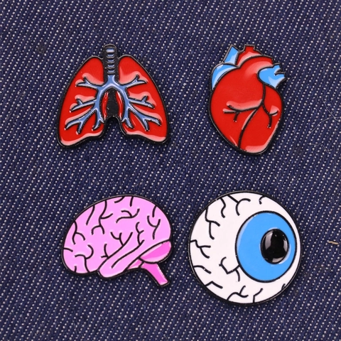Anatomie Orgaan Emaille Pin Broche Legering Hersenen Hart Long Oog Medische Wetenschap Cadeau Nieuwigheid Sieraden
