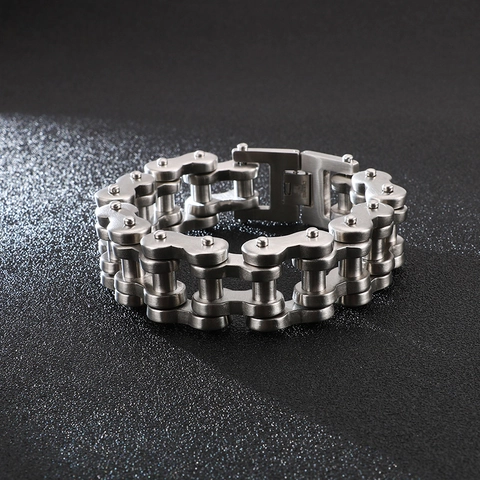 Pulsera De Cadena De Motocicleta De Acero Inoxidable Para Hombre Estilo Punk Industrial Pesado Joyería De Muñeca Mecánica