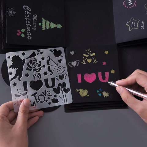 DIY Hohlmalerei Vorlagen PET Kunststoff Zeichenschablonen Für Scrapbooking Explosionskoffer Journaling Weihnachten Geburtstag Themen